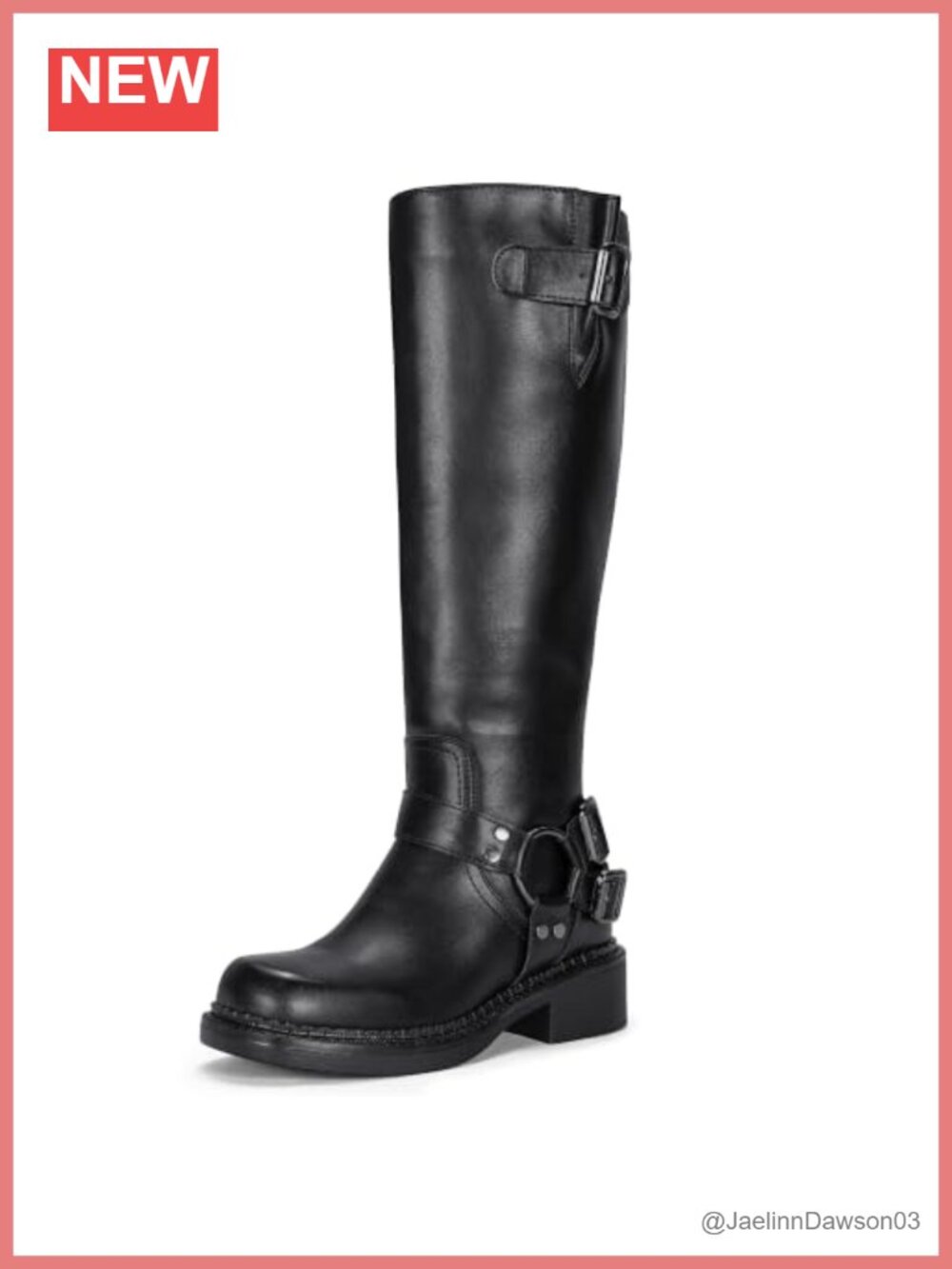 Vepose Women's Knee High Riding Boots Square Toe Buckle Harness Faux Leather